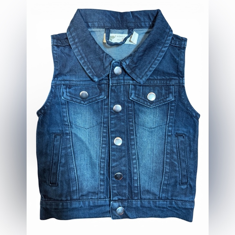 Monica + Andy Baby Denim Vest Jacket | Blue | 18–24M | 100% Organic Cotton